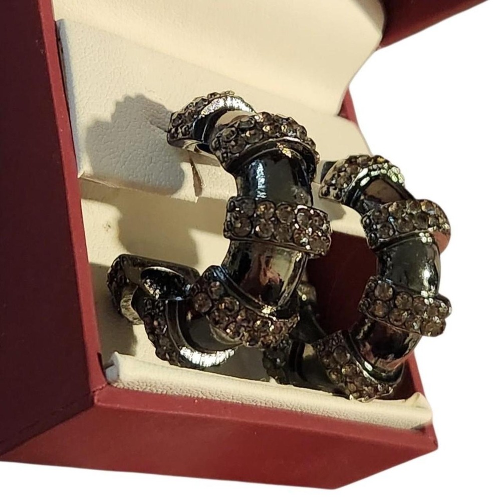 MIDNIGHT PAVÉ STATEMENT HOOPS‎ BIKER BOLD ANTHRO ✨